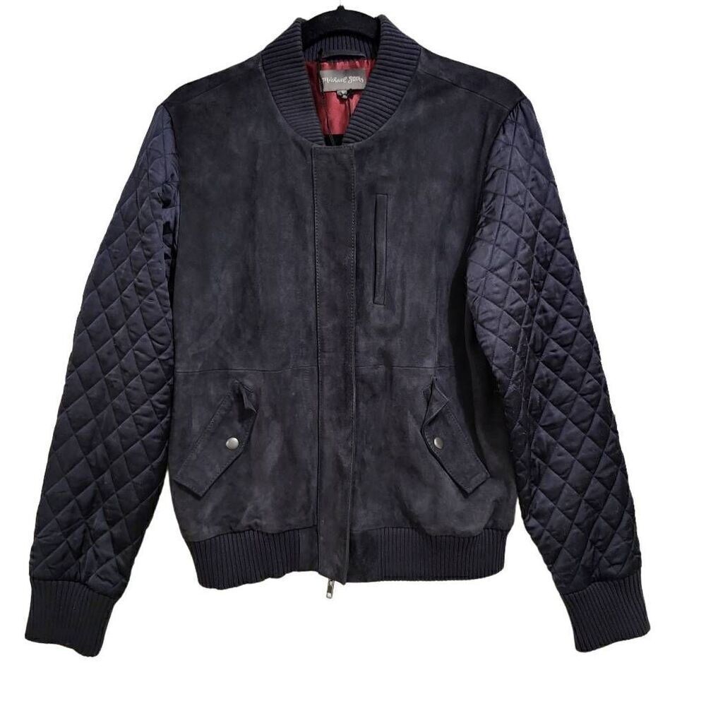 MICHAEL STARS 100% Goat Suede Bomber Jacket green sz med